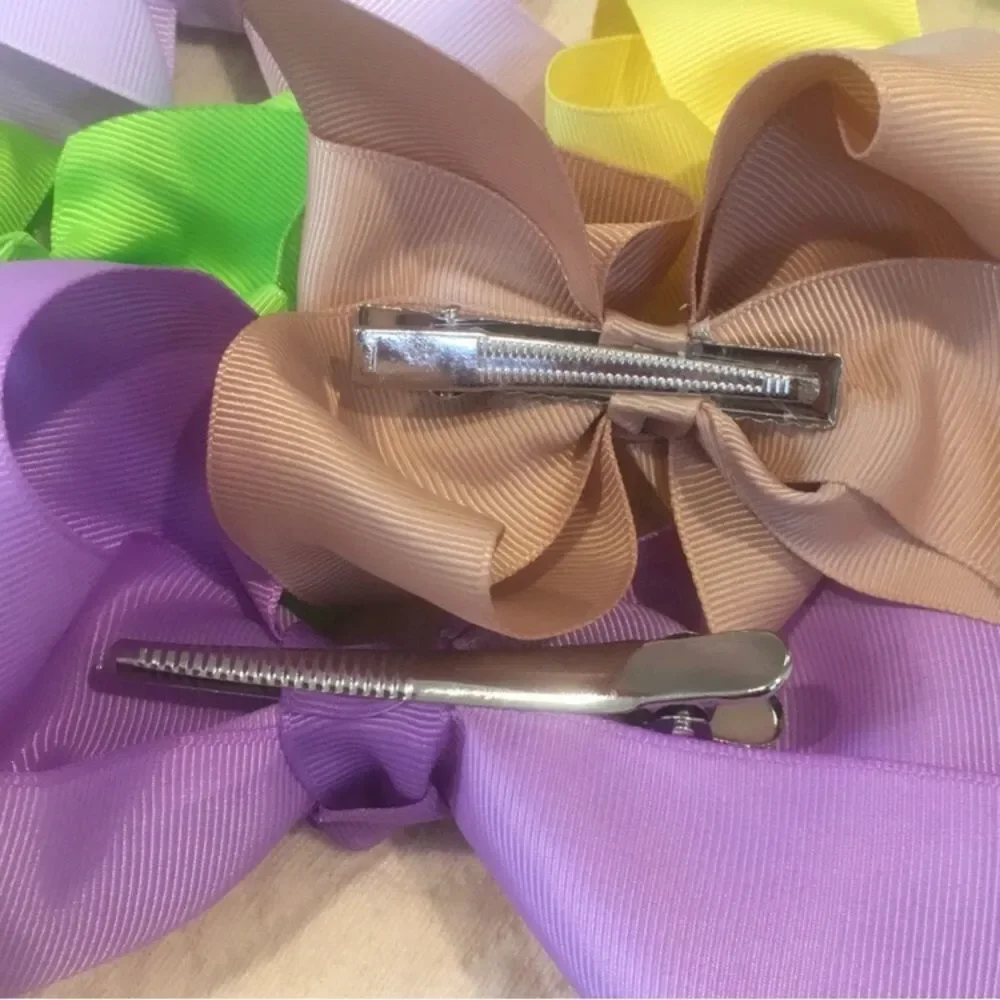 11 Rainbow Color Grosgrain Bows - 10-4.5” Bows & 1-6” Purple Bow